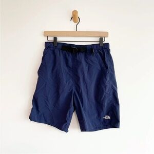 The North Face Men's Nylon Shorts Mesh Lined Blue Size Small Long Waist belt